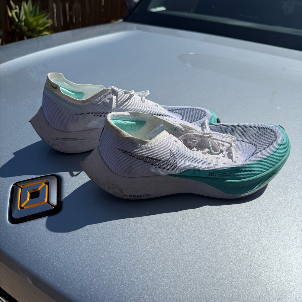 Nike ZoomX Vaporfly Running Shoes - White and Teal